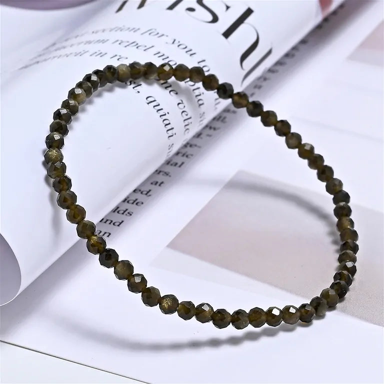 Goldglanz-Obsidian-Armband 3 mm | Facettiert
