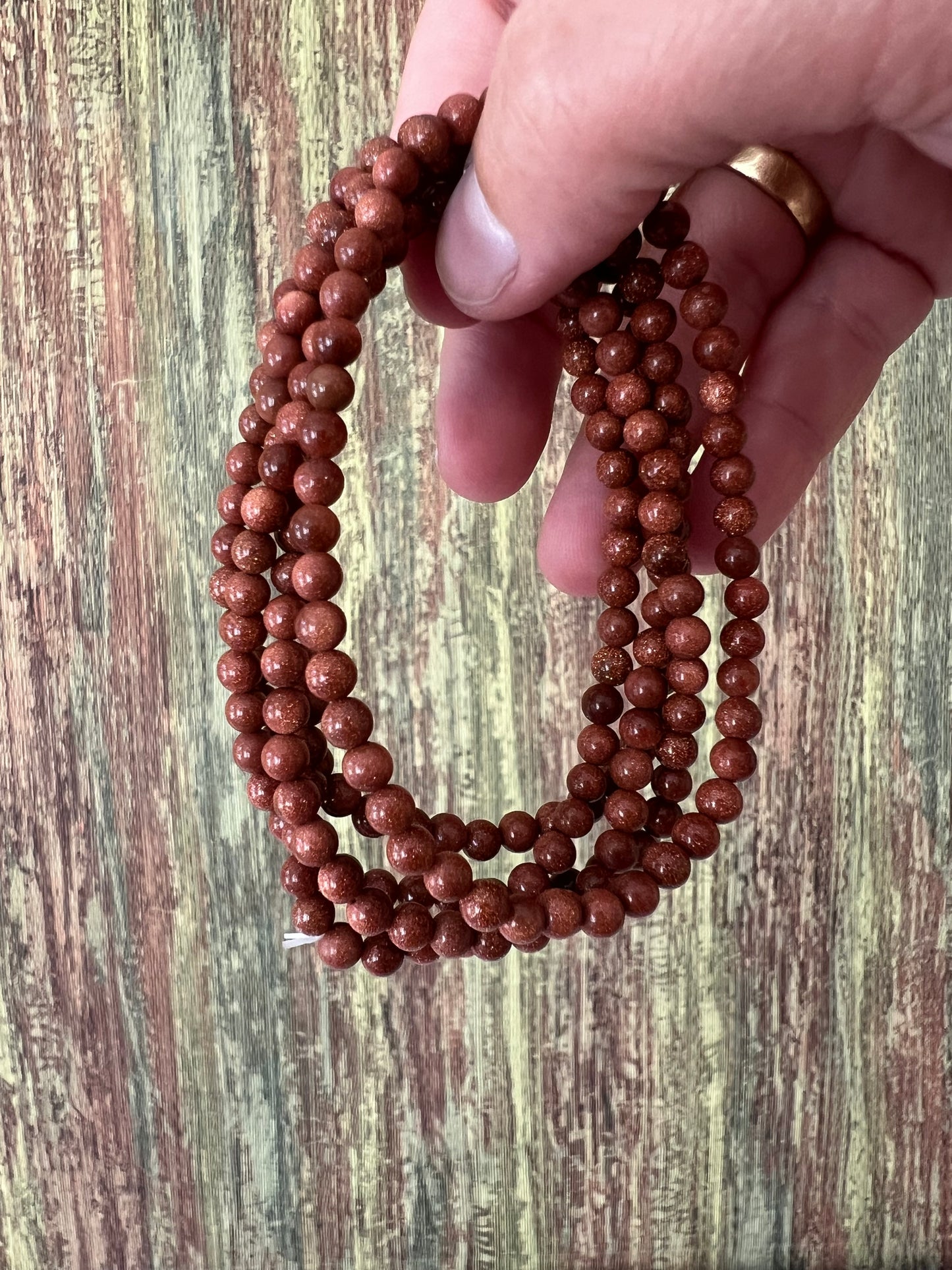 Armband goldener Sandstein – funkelnde 4 mm Edelsteinperlen, ca. 18 cm