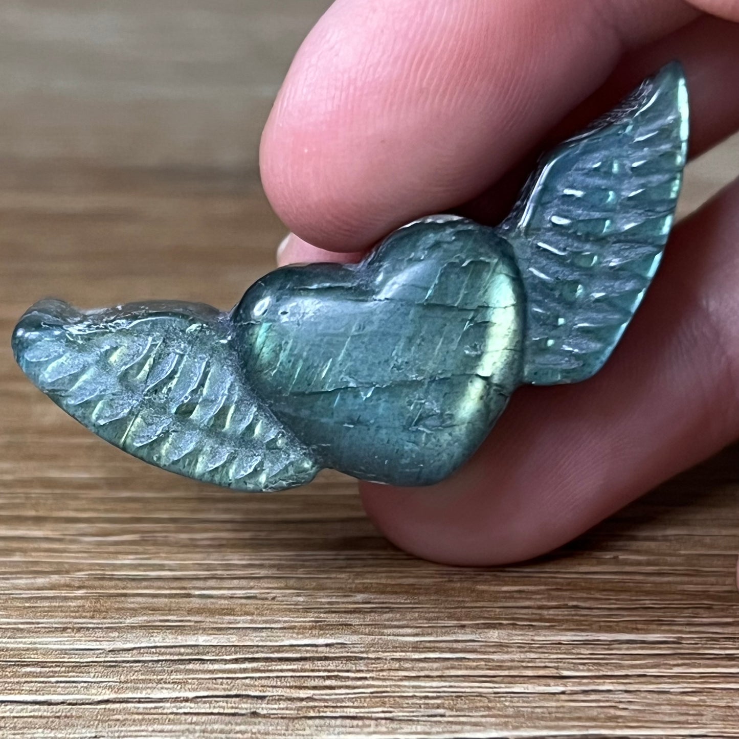 Labradorit Mini Herz mit Flügel