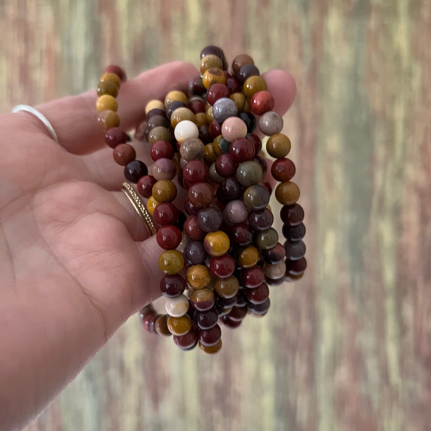 Armband Mookait Jaspis – natürliche 6 mm Edelsteinperlen, ca. 18 cm