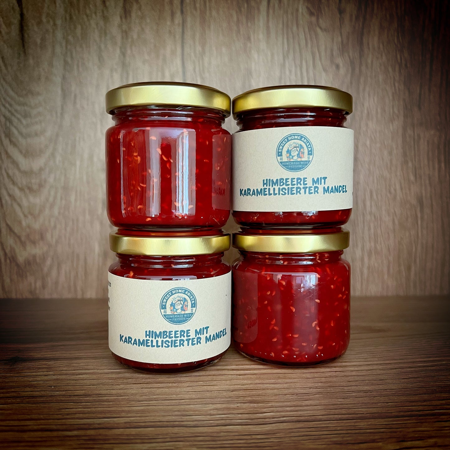 Himbeer mit karamellisierter Mandel - Fruchtaufstrich - 100 Gramm
