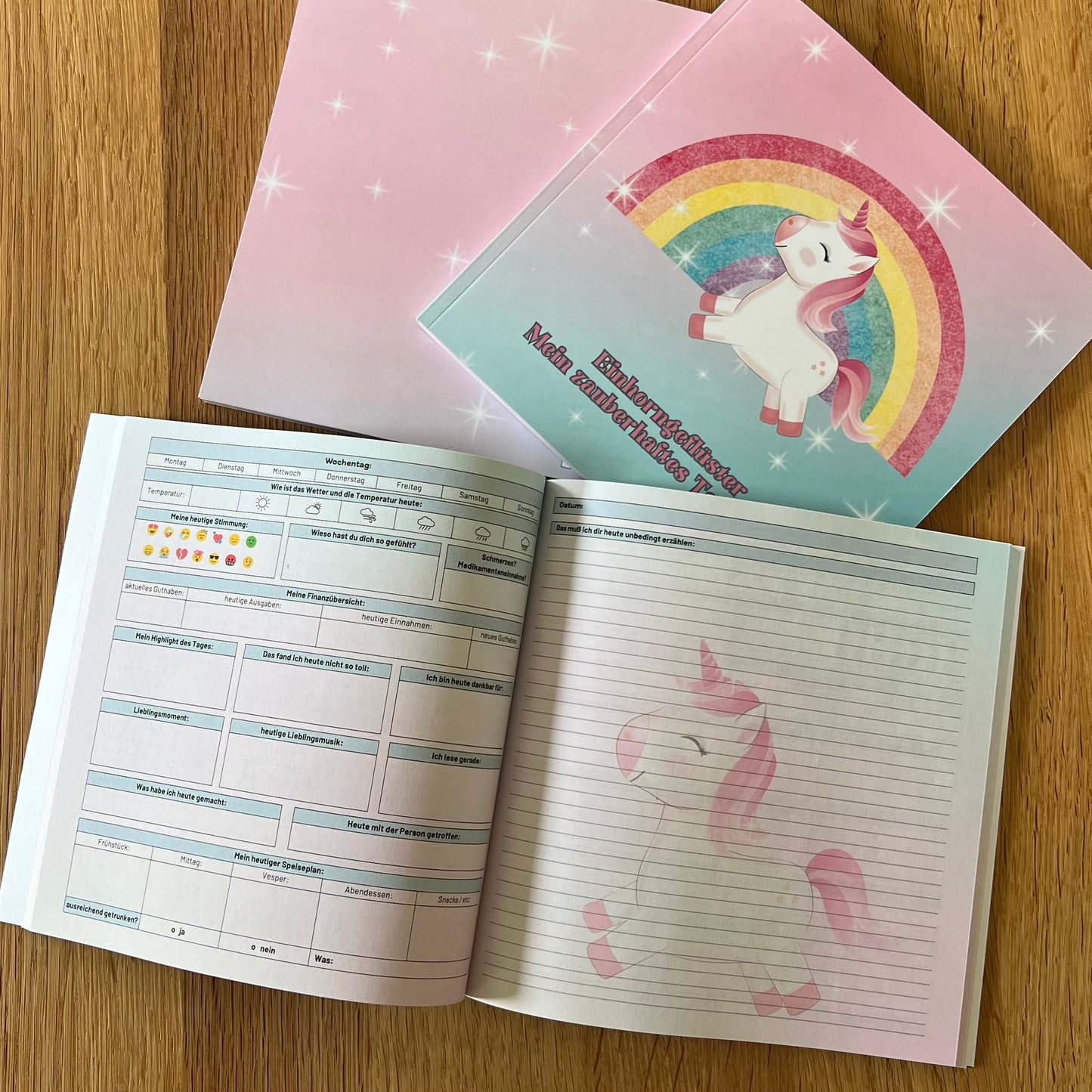 Einhorngeflüster: Mein zauberhaftes Tagebuch: Ein Tagebuch für Kinder und Jugendliche, 60 Tage voller Erinnerungen, Selbstreflexion und Gedanken