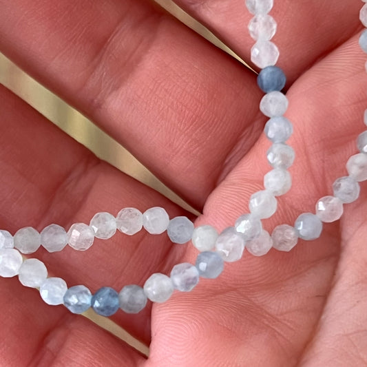 Aquamarin-Armband – 3 mm Kugeln facettiert