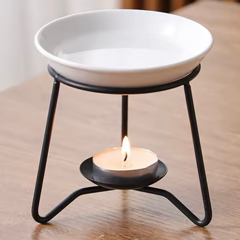 Duftlampe / Wachsschmelzer "schwarz" mit Keramikschale / hoch
