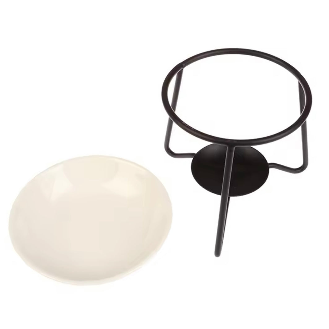 Duftlampe / Wachsschmelzer "schwarz" mit Keramikschale / hoch