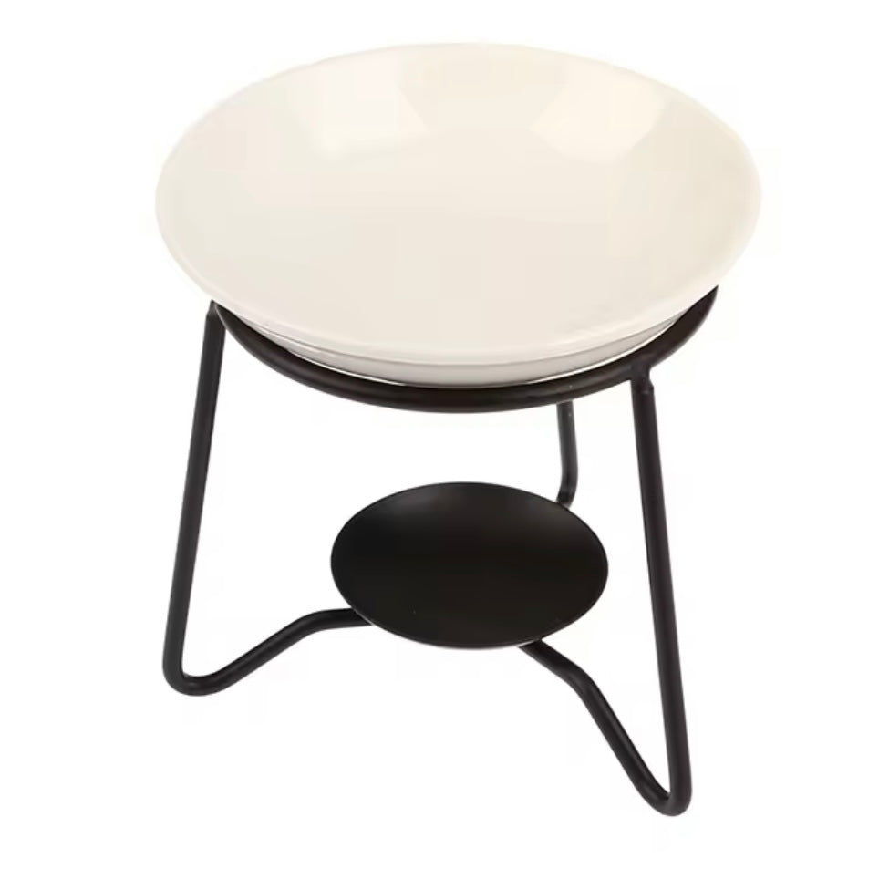 Duftlampe / Wachsschmelzer "schwarz" mit Keramikschale / hoch