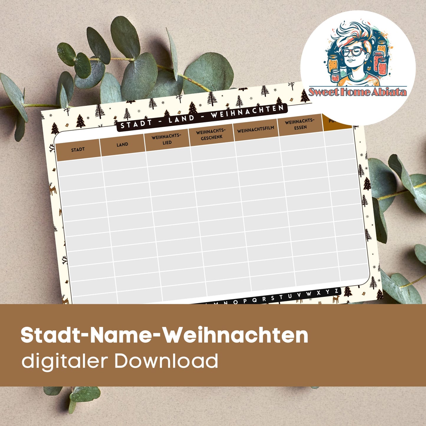 Stadt Land Weihnachten - digitaler Download