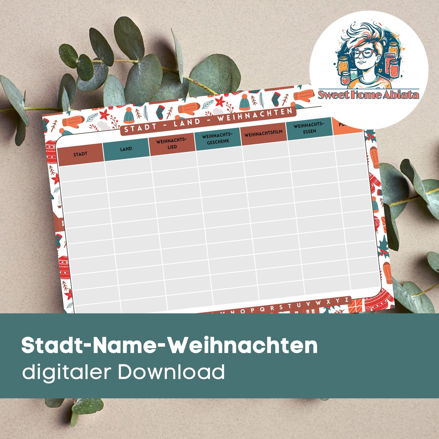 Stadt Land Weihnachten - digitaler Download