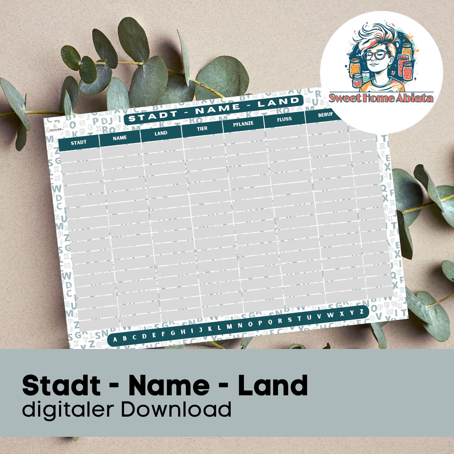 Stadt Name Land / Klassisch - digitaler Download