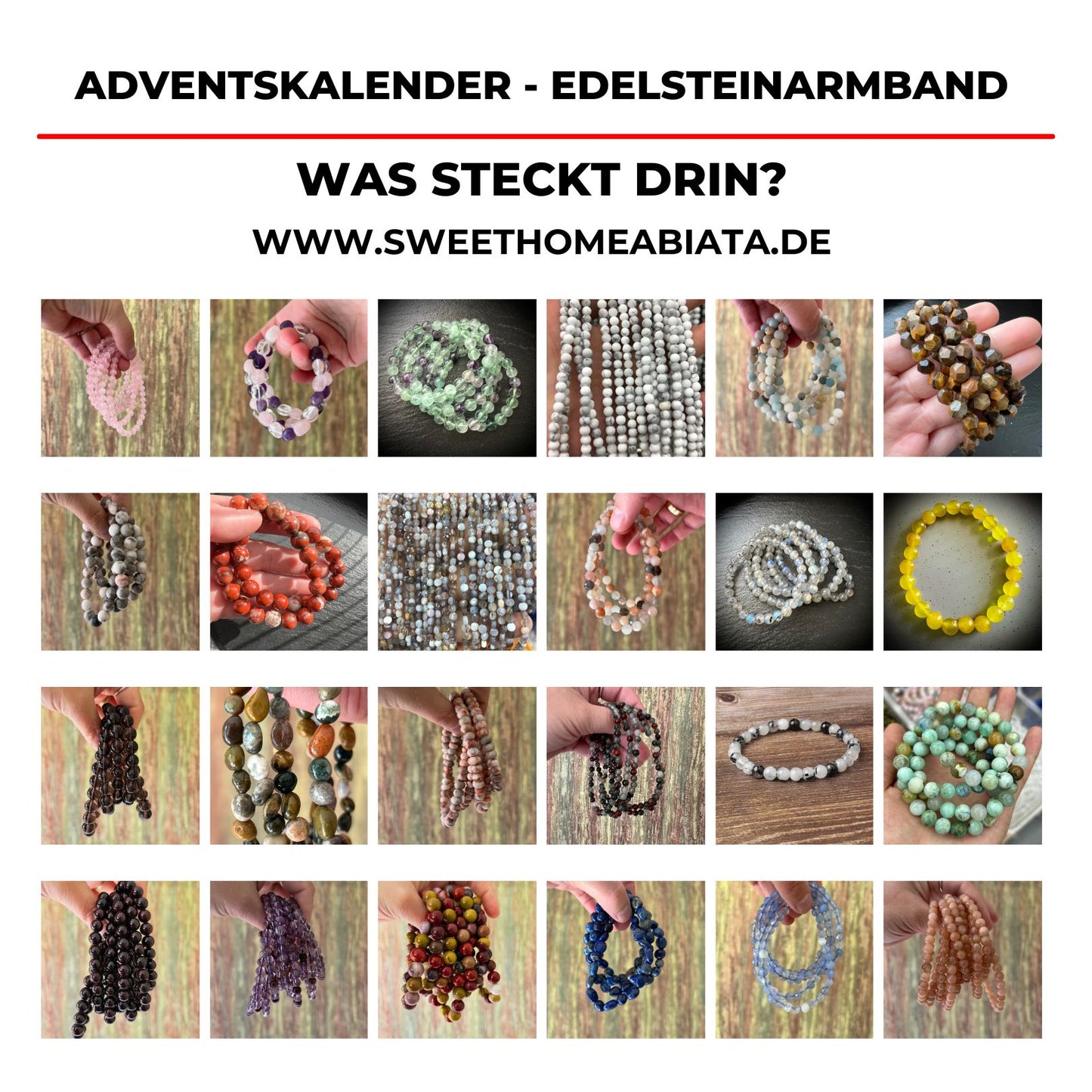 Adventskalender mit 24 Armbändern – Edelsteinzauber für jeden Tag