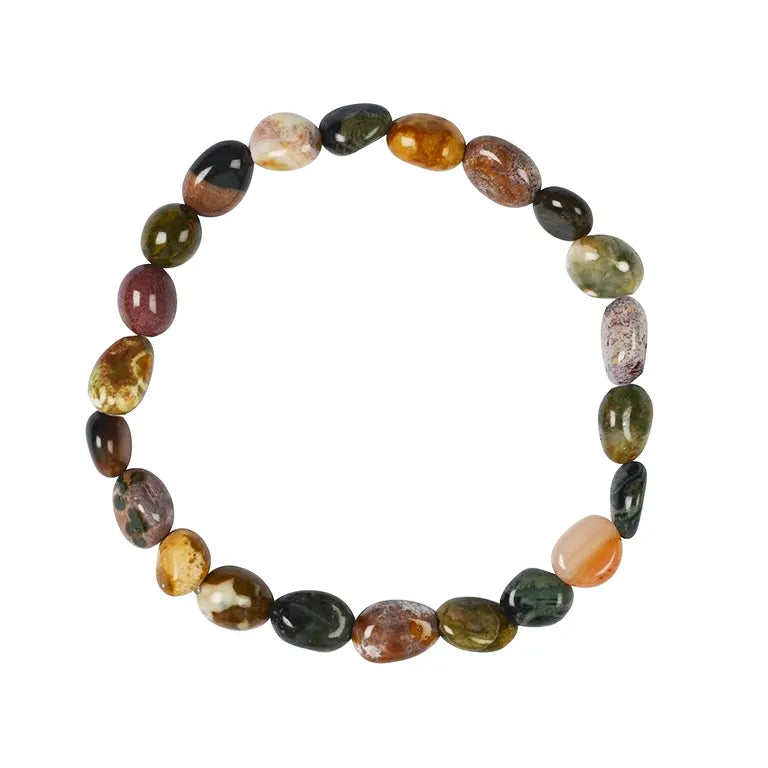 Ozeanjaspis Armband – Nuggets 6–8 mm, Naturstein auf Elastikfaden