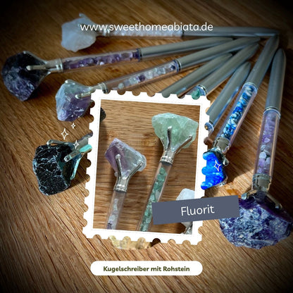 Edelstein-Kugelschreiber mit echtem Rohstein