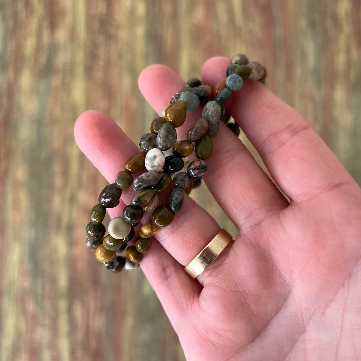 Ozeanjaspis Nugget-Armband 6mm