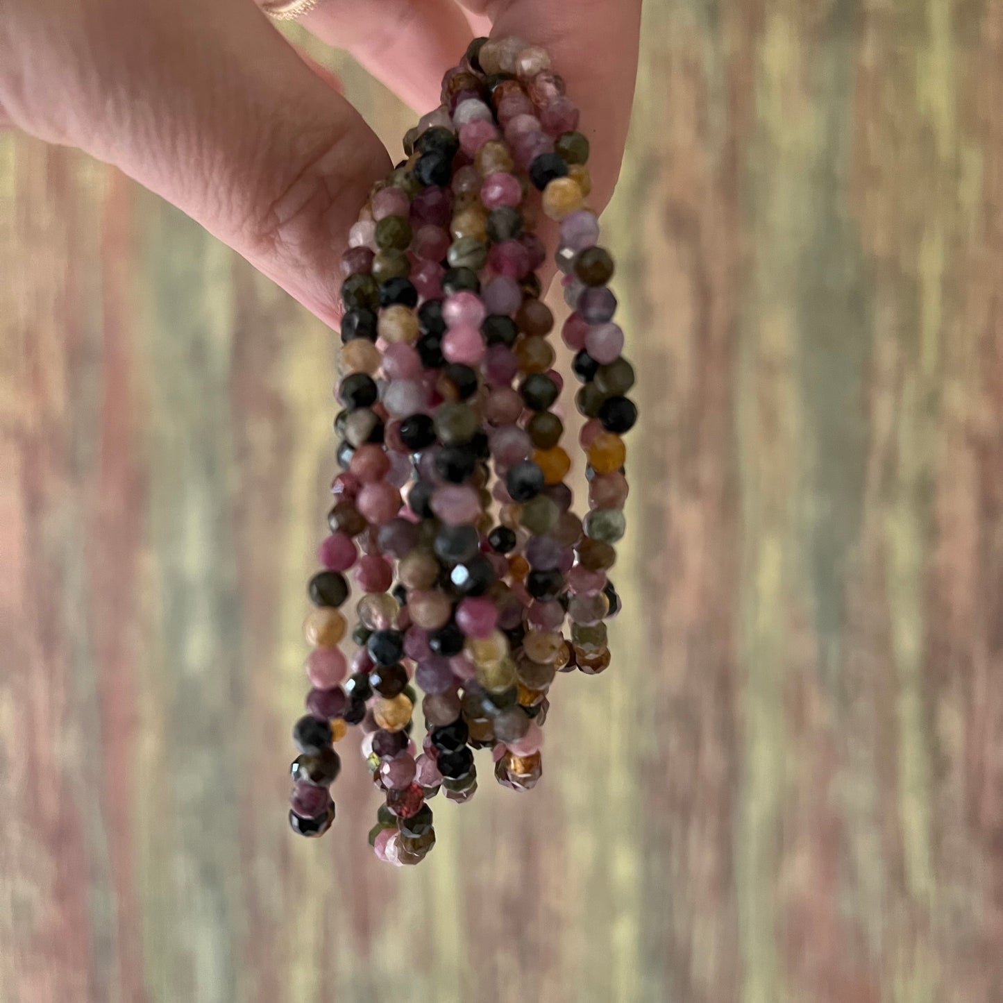 Regenbogen-Turmalin – facettierte 4 mm, 18 cm - Armband