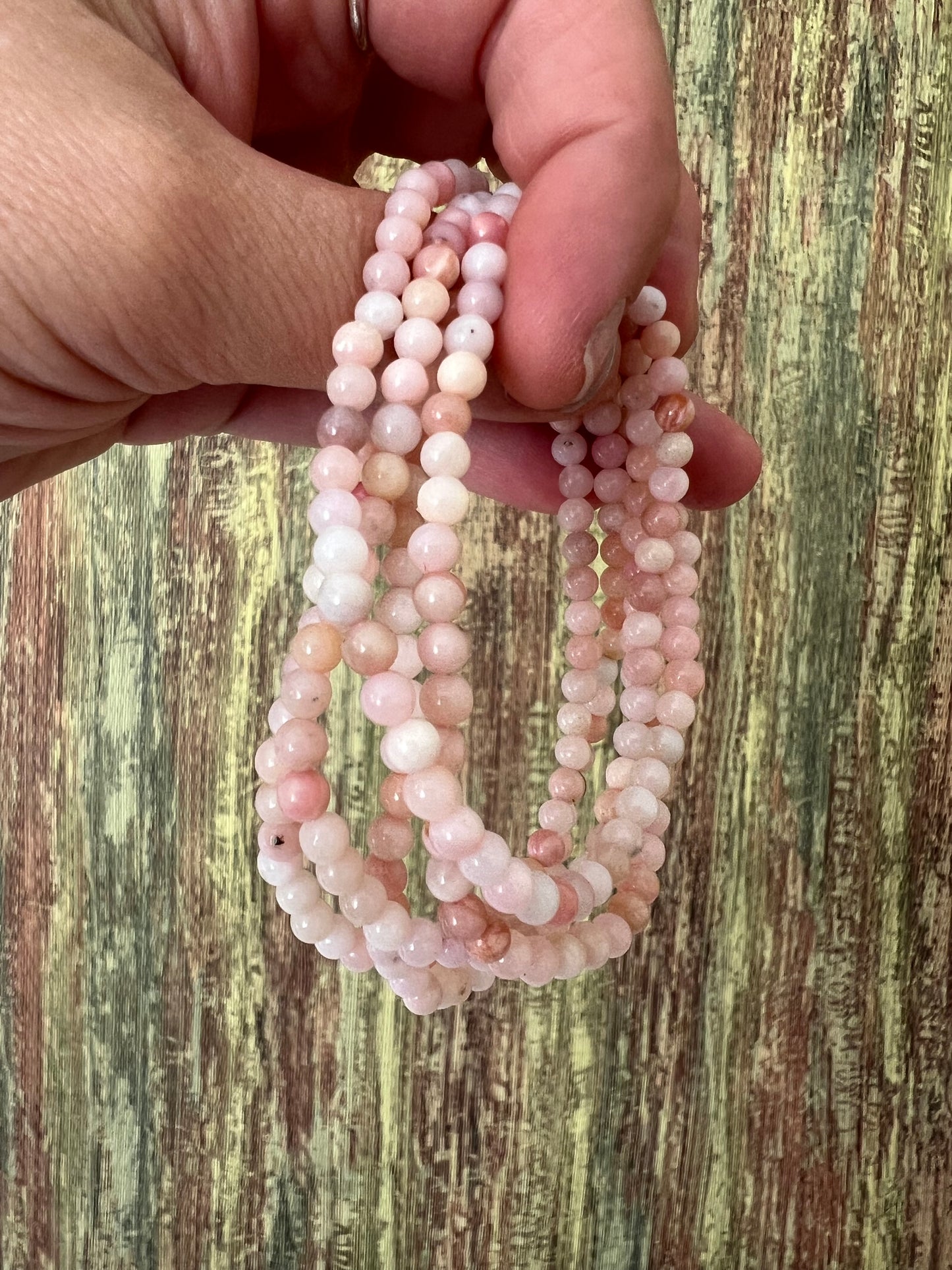 Armband Pink Opal – polierte 4 mm Edelsteinperlen, ca. 18 cm