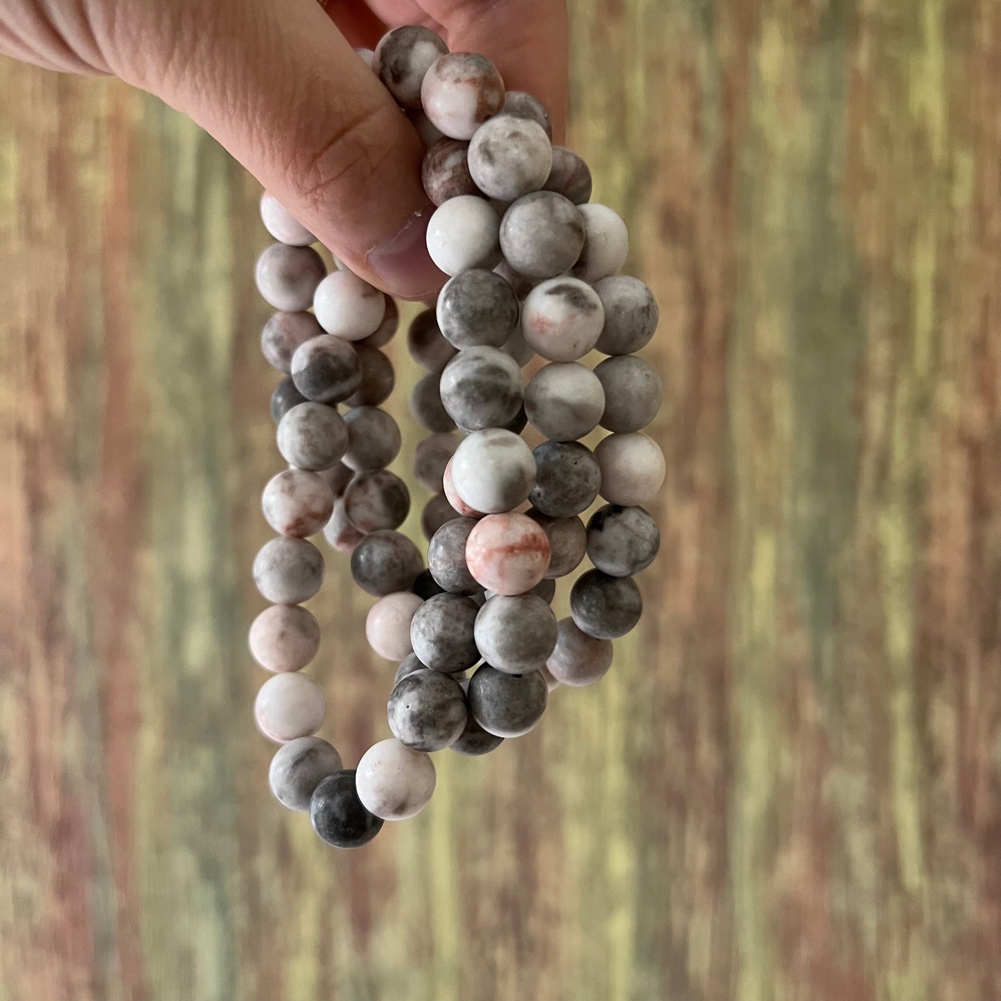 Armband Pink Zebra Jaspis – matt, 10 mm Edelsteinperlen, ca. 18 cm