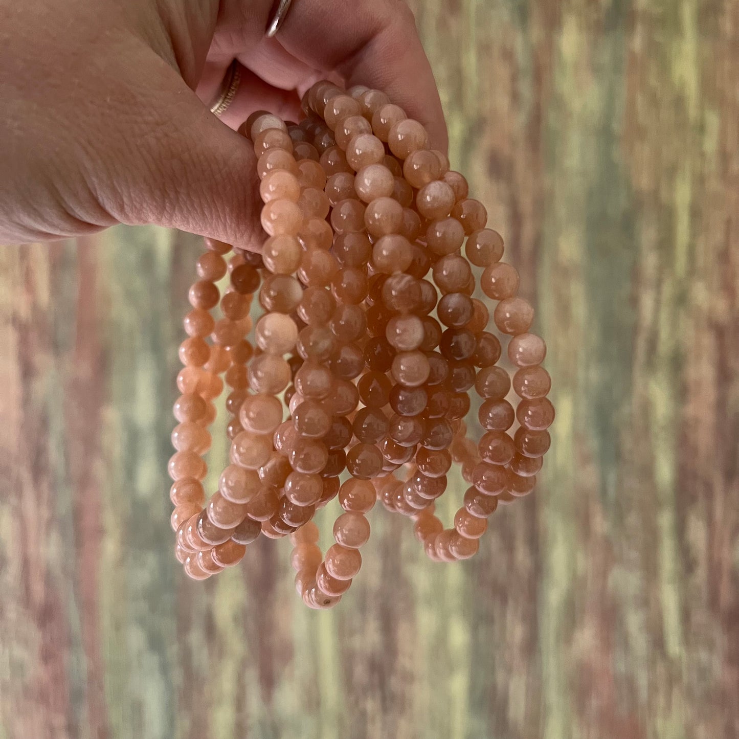 Armband Sonnenstein – polierte 6 mm Edelsteinperlen, ca. 18 cm