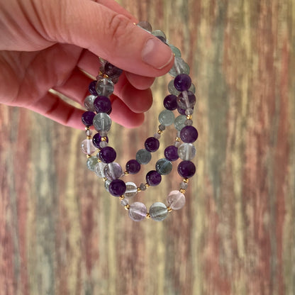 Prüfungshelfer Armband – | Fluorit mit Amethyst und Labradorit