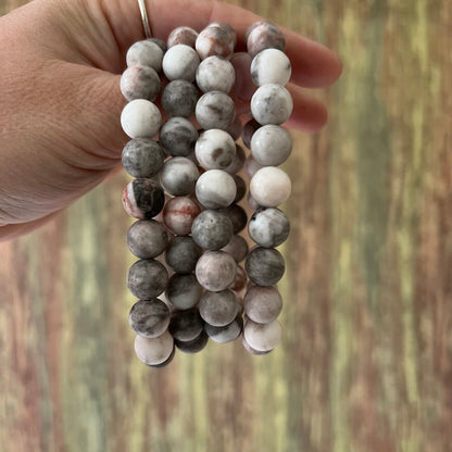 Pink Zebra Jaspis – matt, 10 mm, ca. 18 cm - Armband