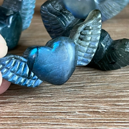 Labradorit Mini Herz mit Flügel