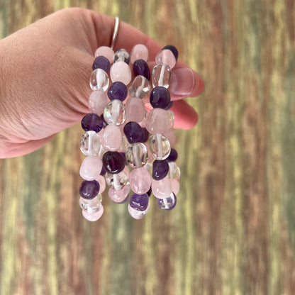 Amethyst, Bergkristall & Rosenquarz – Nugget Armband 10–12 mm, ca. 18 cm