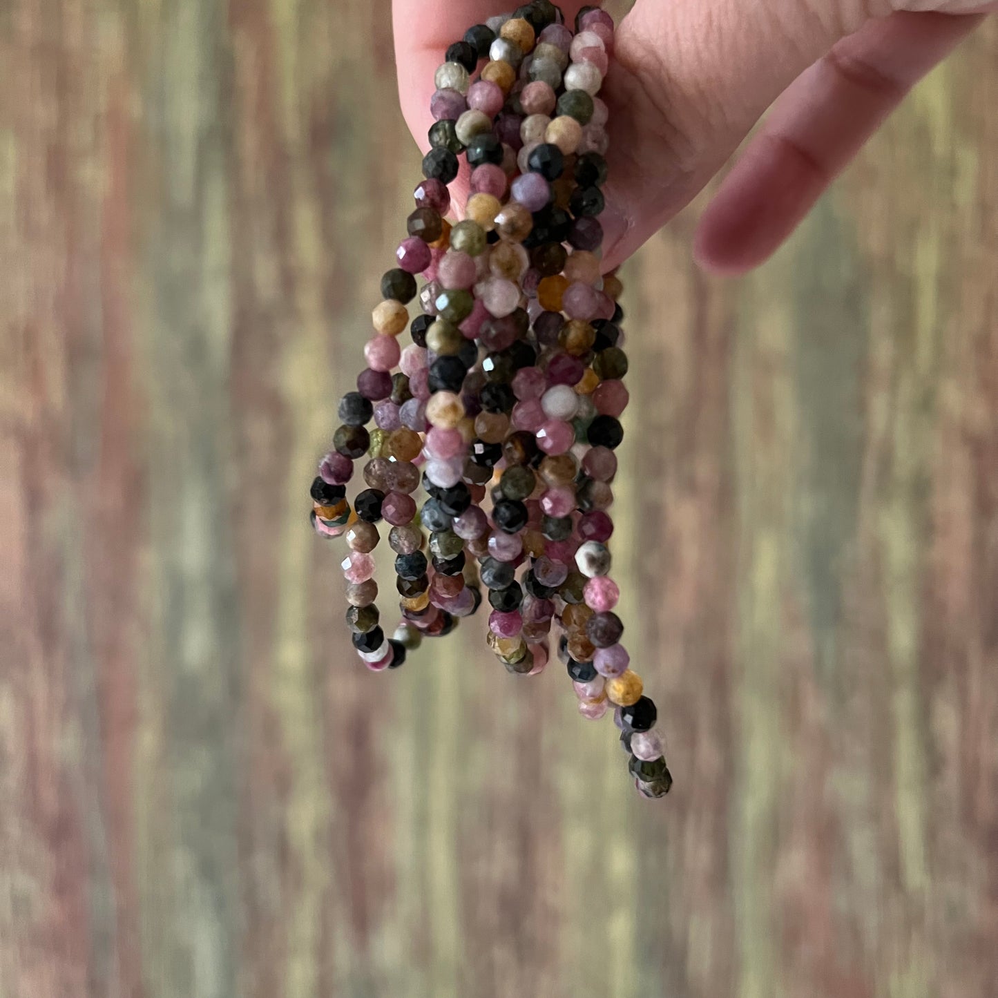 Regenbogen-Turmalin – facettierte 4 mm, 18 cm - Armband