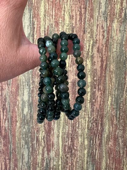 Moosachat – 6 mm, ca. 18 cm - Armband