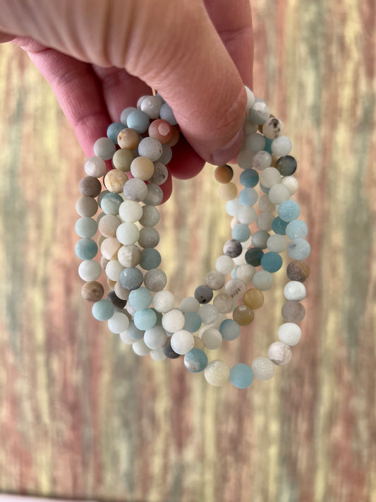 Armband Amazonit – matt, 6 mm Edelsteinperlen, ca. 18 cm
