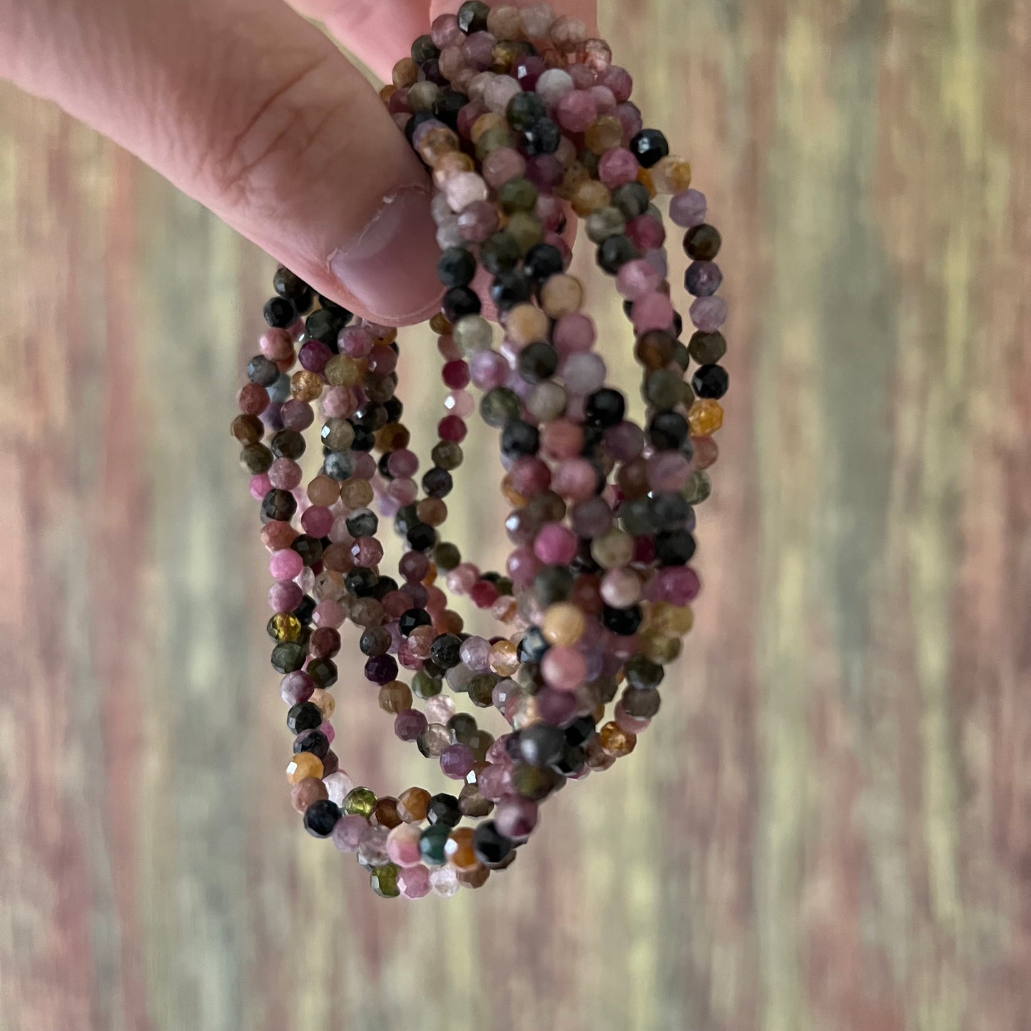 Regenbogen-Turmalin – facettierte 4 mm, 18 cm - Armband