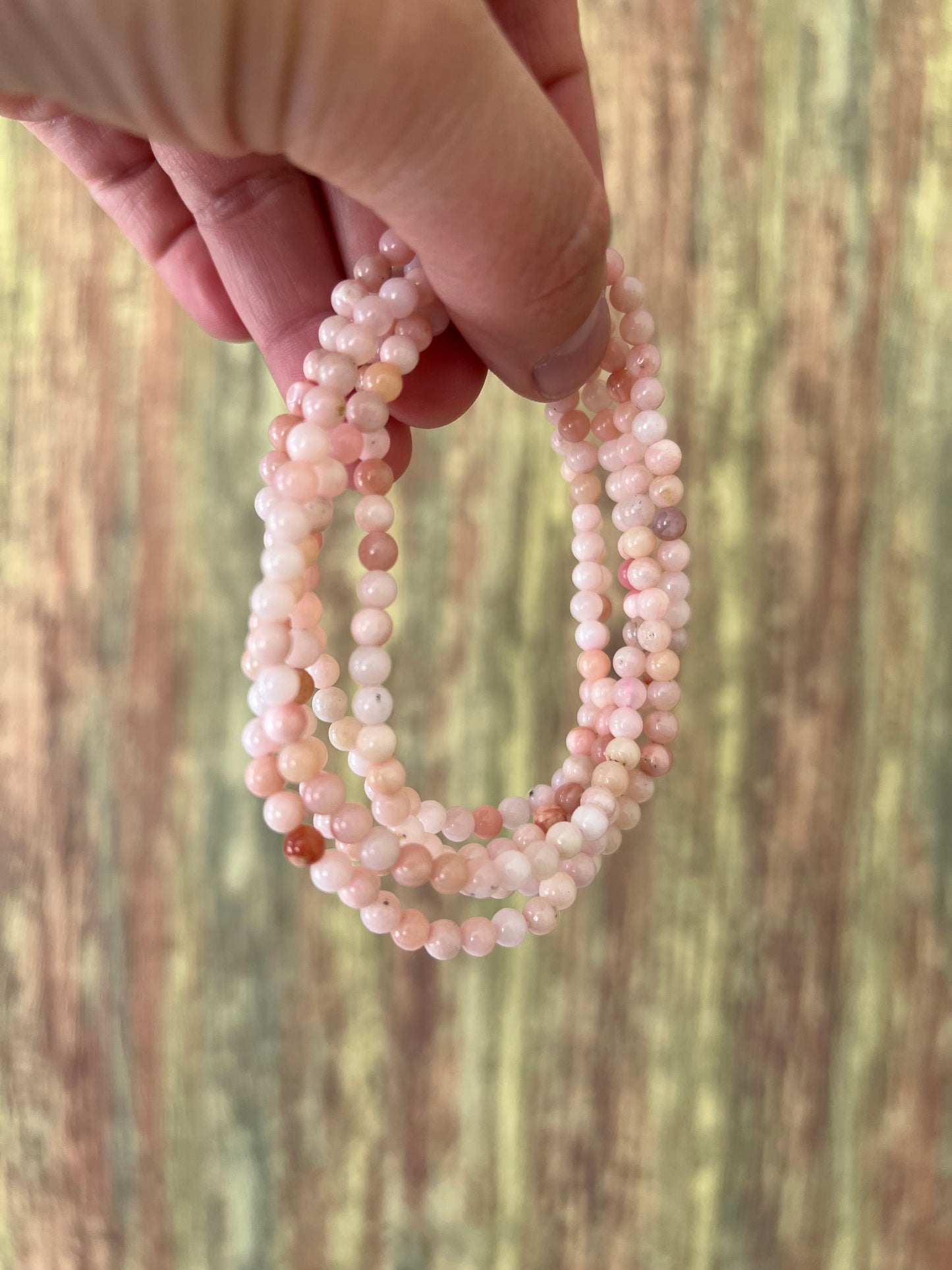 Armband Pink Opal – polierte 4 mm Edelsteinperlen, ca. 18 cm