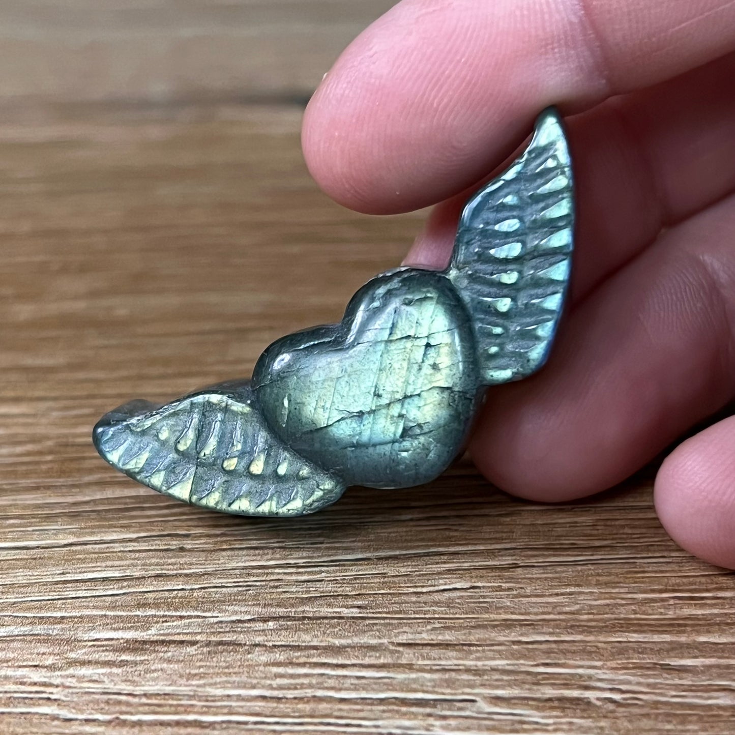Labradorit Mini Herz mit Flügel