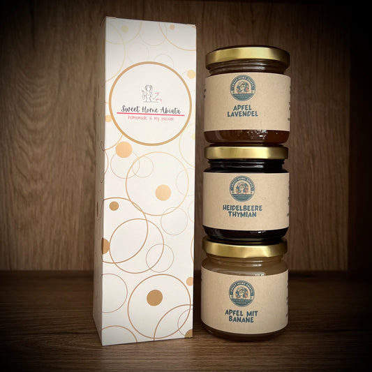 Geschenkset 3xAufstrich und 1xSchmuckkarton