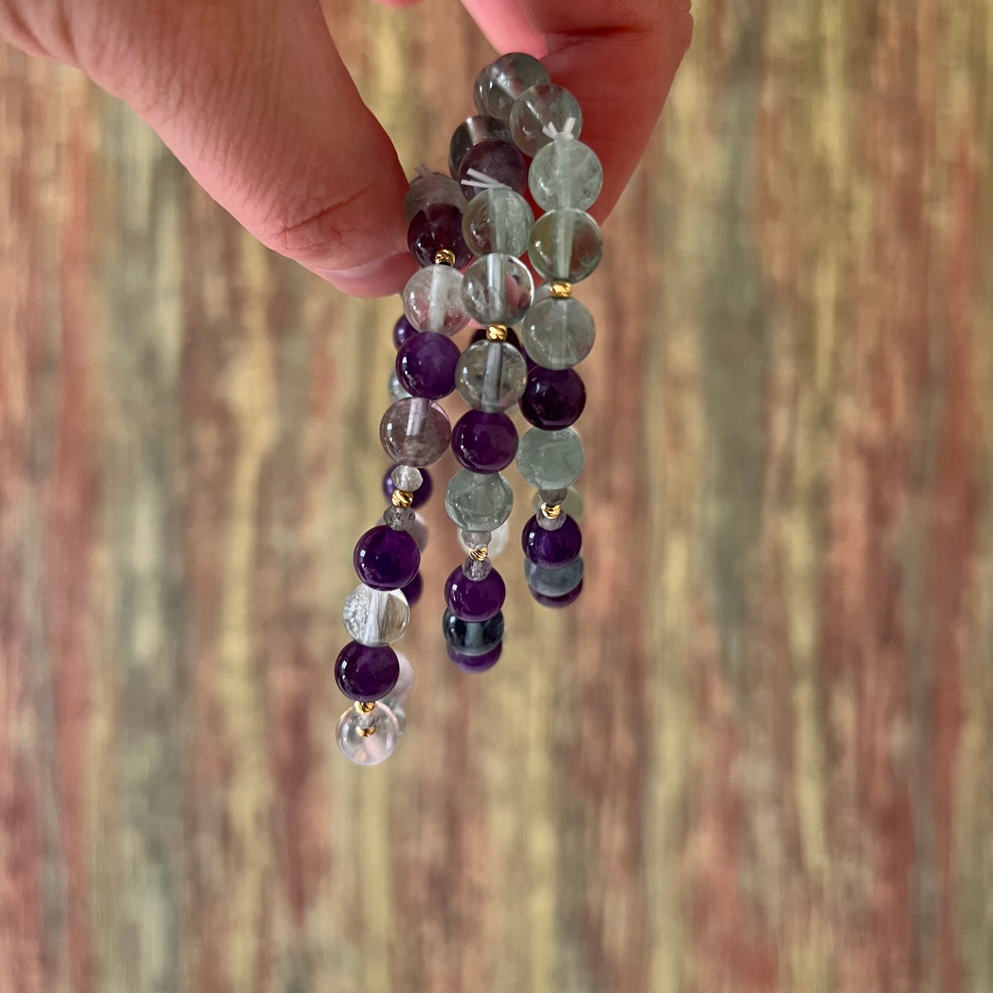 Prüfungshelfer Armband – | Fluorit mit Amethyst und Labradorit