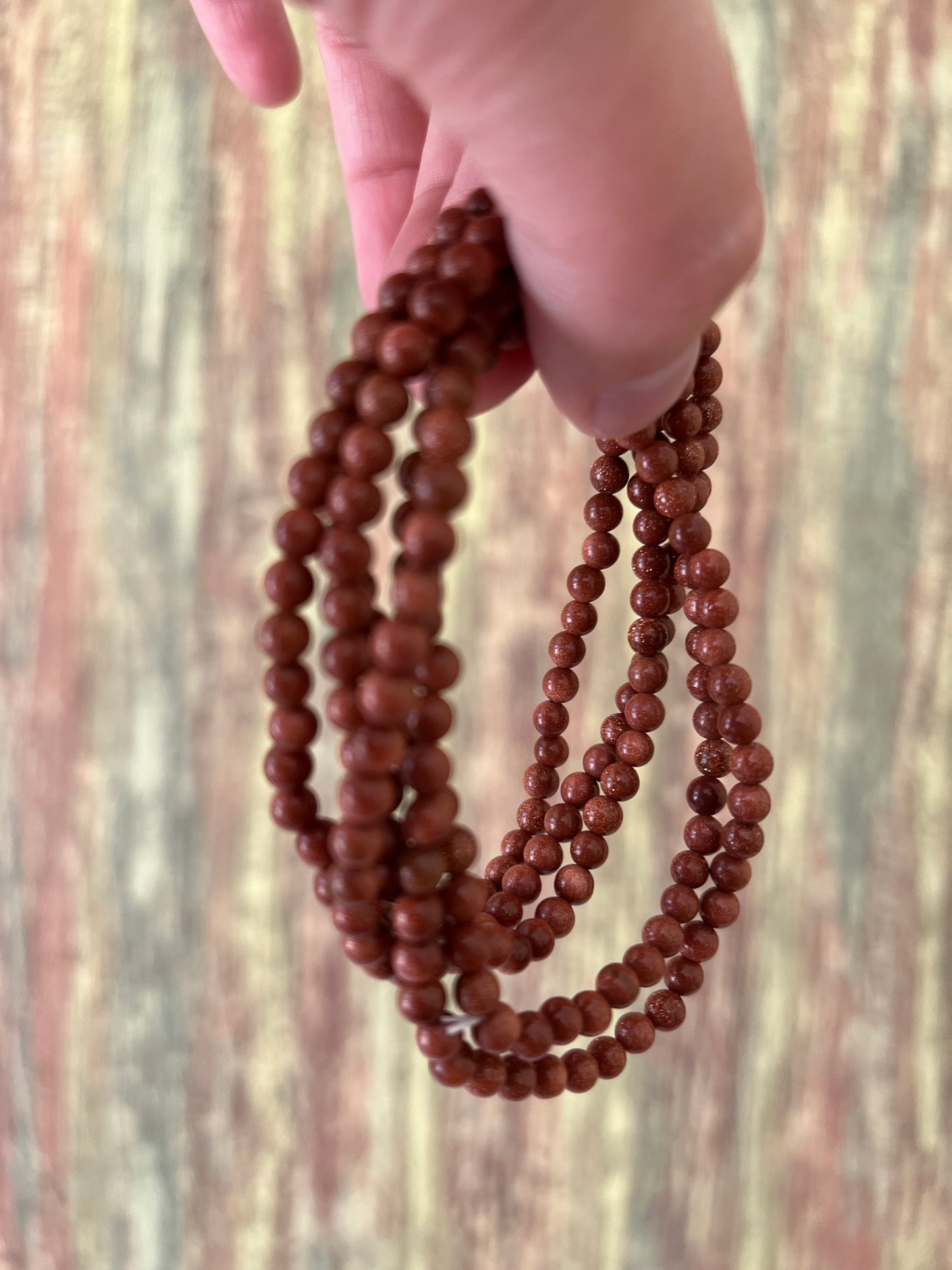 Armband goldener Sandstein – funkelnde 4 mm Edelsteinperlen, ca. 18 cm