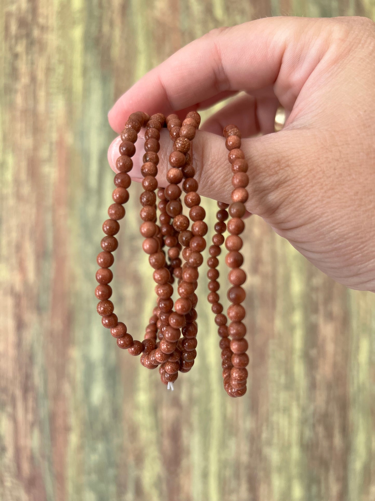 Armband goldener Sandstein – funkelnde 4 mm Edelsteinperlen, ca. 18 cm