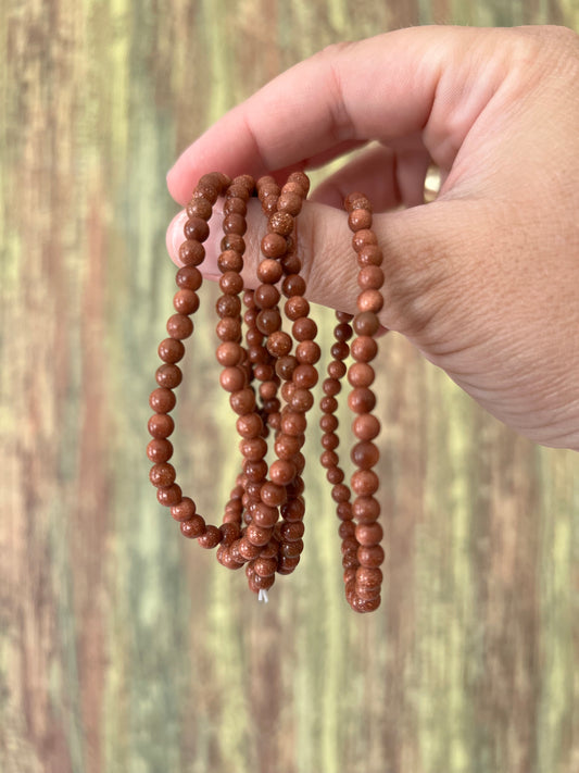 Armband goldener Sandstein – funkelnde 4 mm Edelsteinperlen, ca. 18 cm