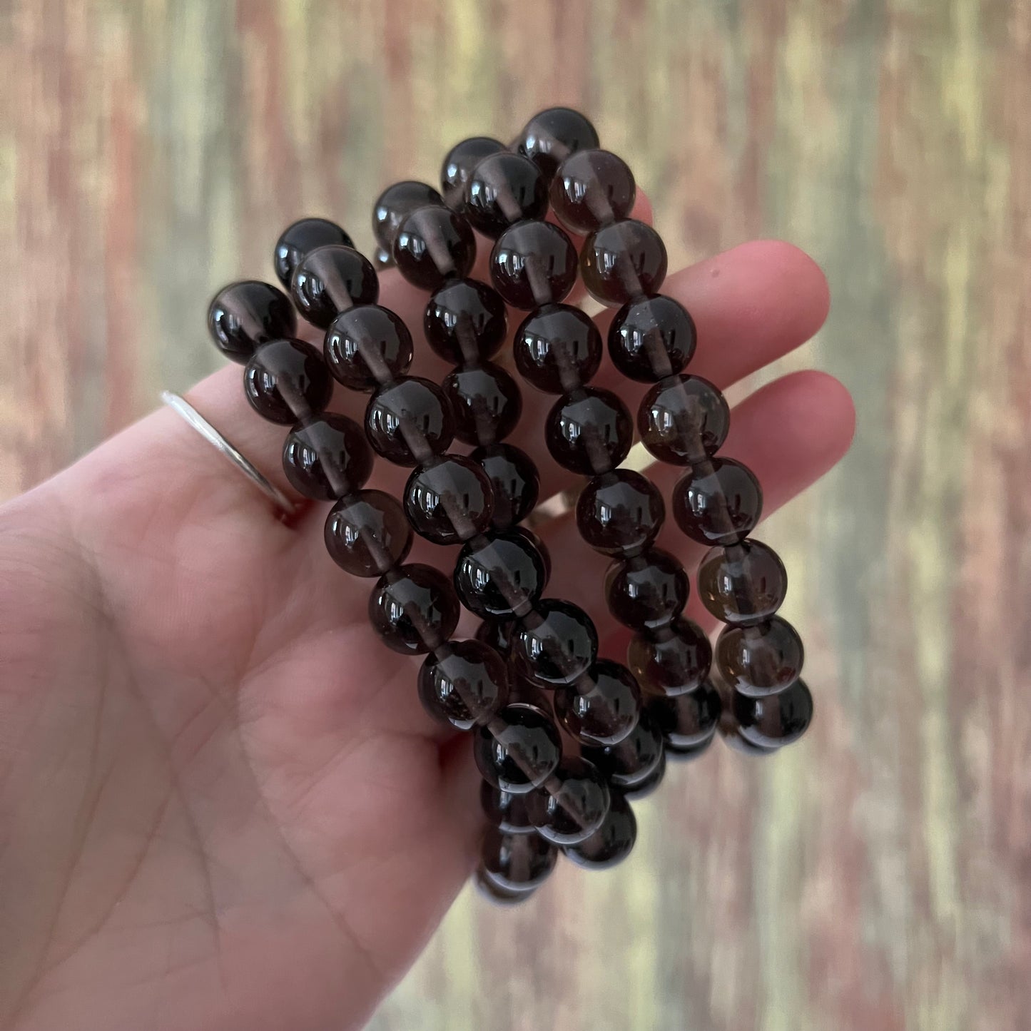 Armband Rauchquarz – polierte 10 mm Edelsteinperlen, ca. 18 cm