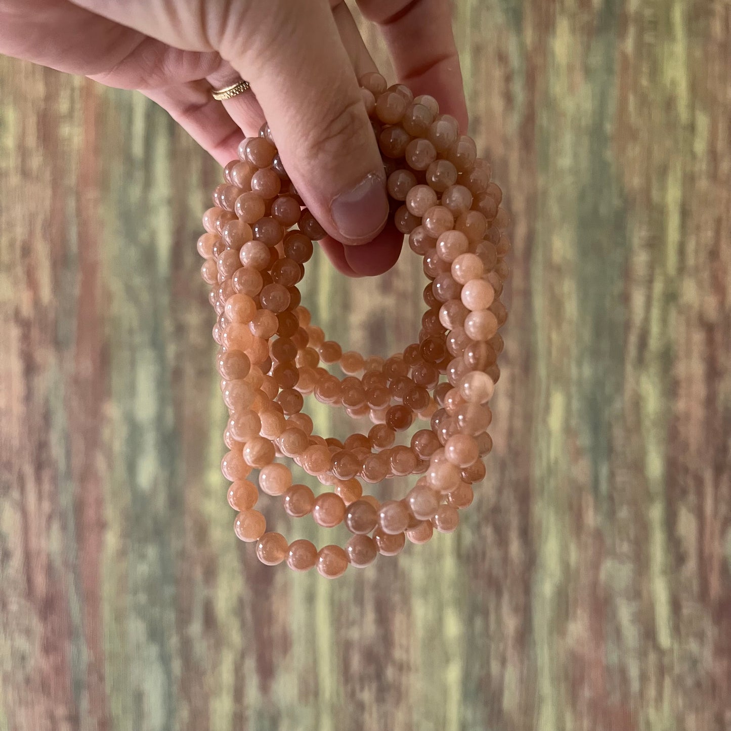 Armband Sonnenstein – polierte 6 mm Edelsteinperlen, ca. 18 cm