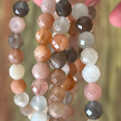 Mondstein (bunt) – facettierte, 6 mm, ca. 19 cm - Armband