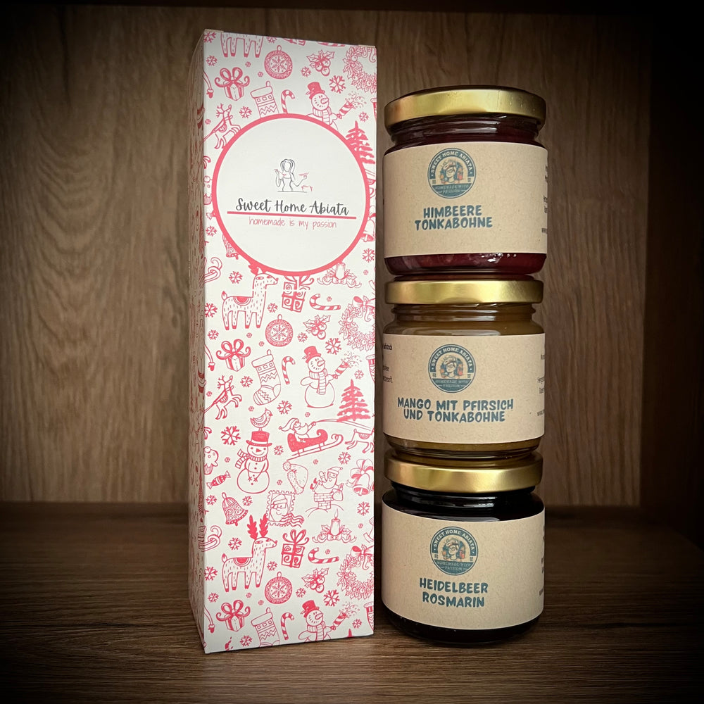 Geschenkset 3xAufstrich und 1xSchmuckkarton