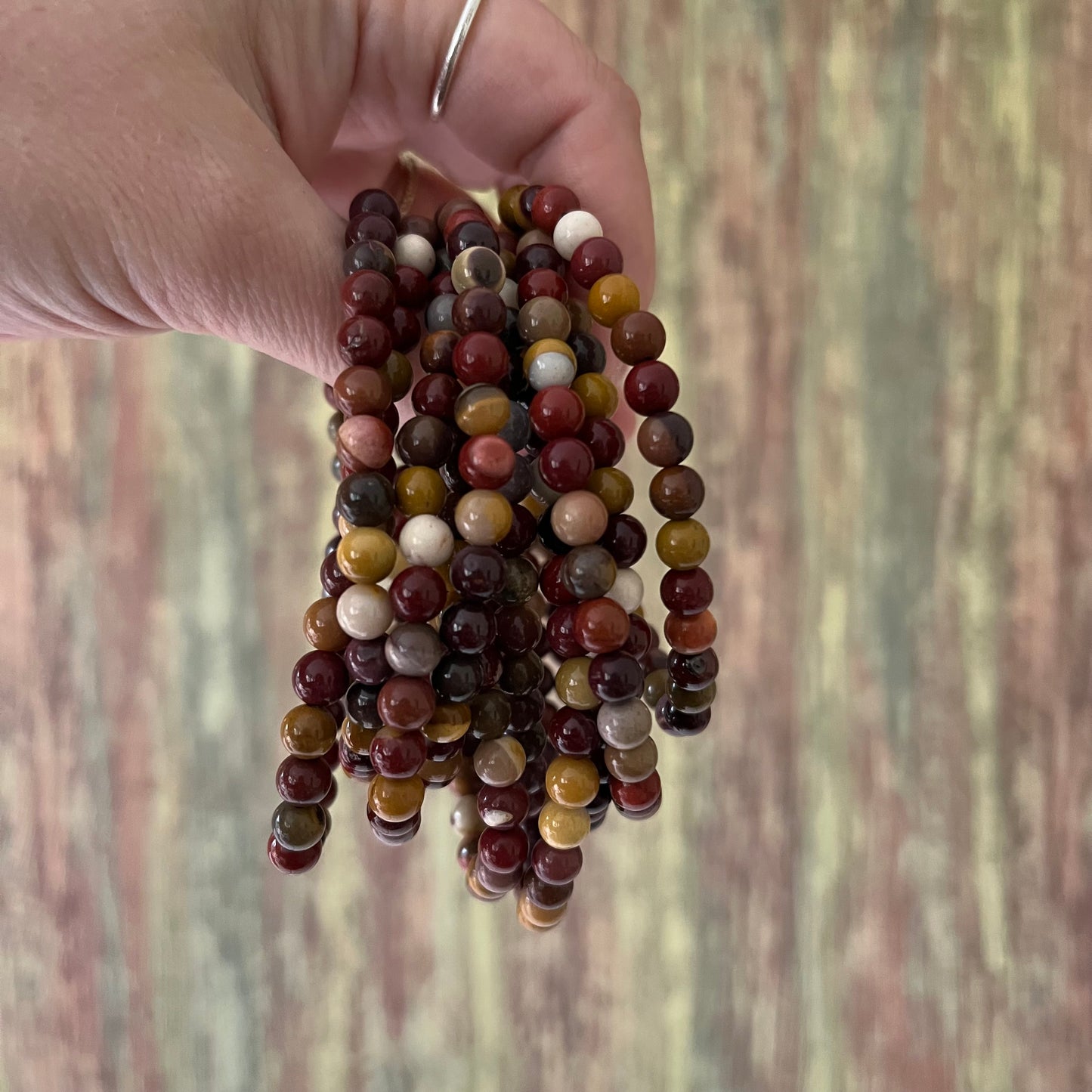 Armband Mookait Jaspis – natürliche 6 mm Edelsteinperlen, ca. 18 cm