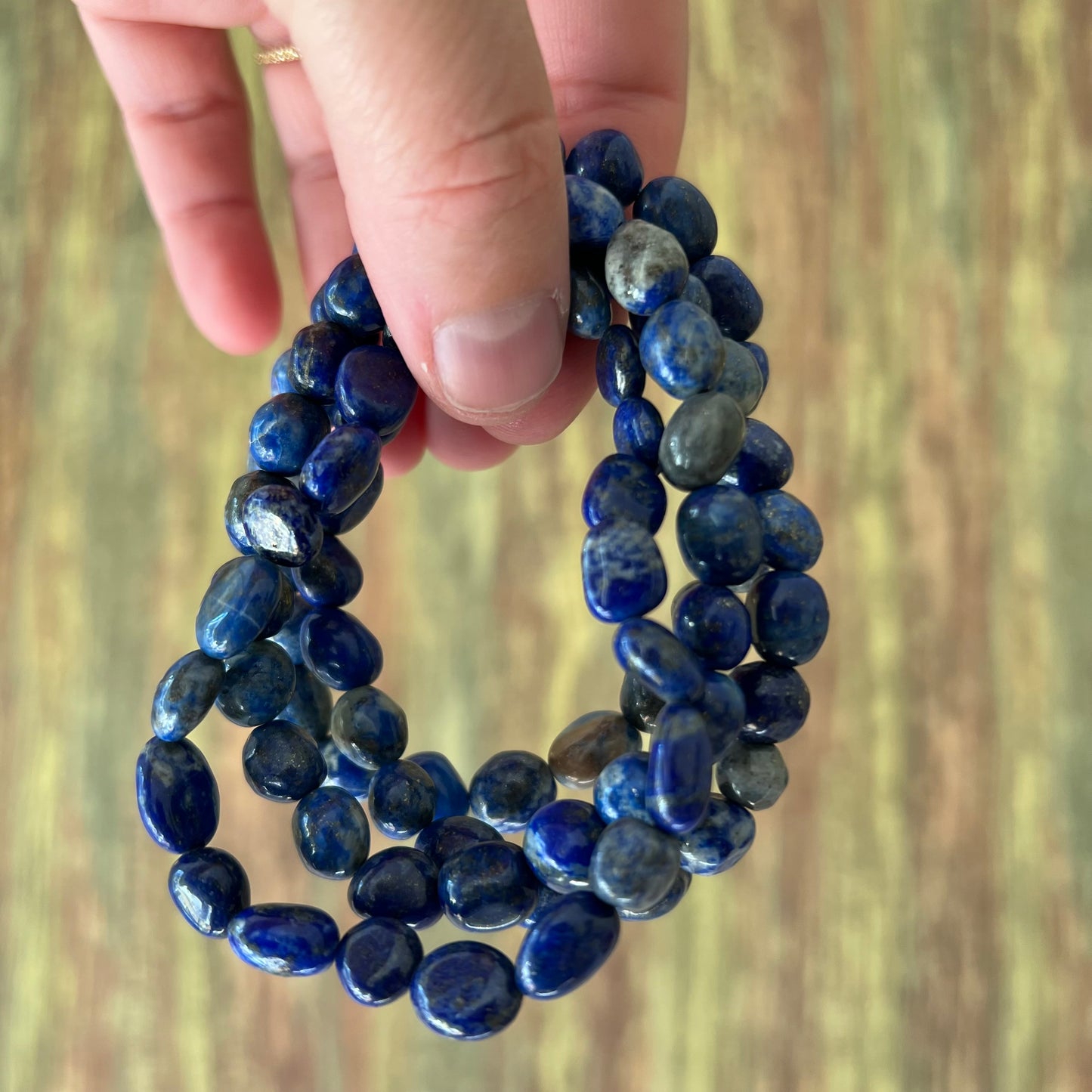 Lapis Lazuli Armband – flache Nuggets 10–12 mm, ca. 19 cm