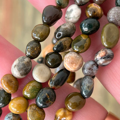 Ozeanjaspis Nugget-Armband 6mm