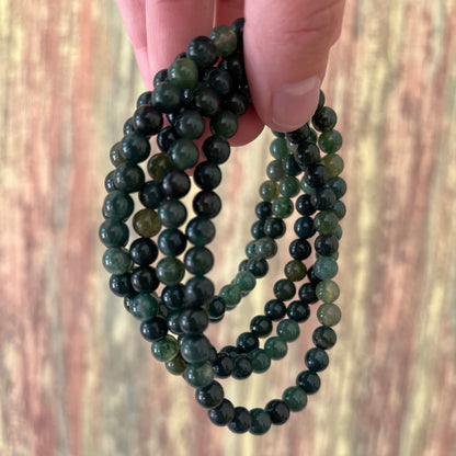 Moosachat – 6 mm, ca. 18 cm - Armband