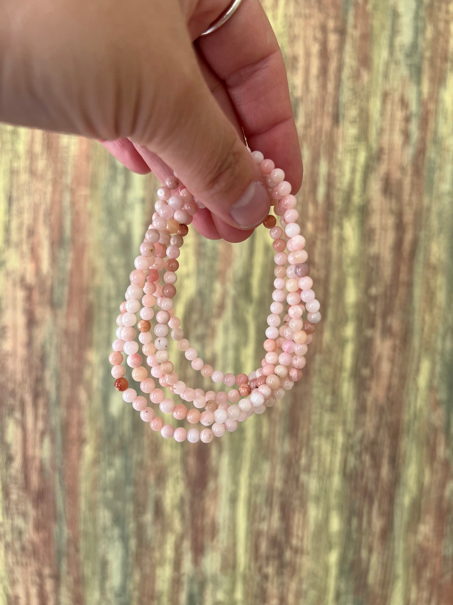 Armband Pink Opal – polierte 4 mm Edelsteinperlen, ca. 18 cm