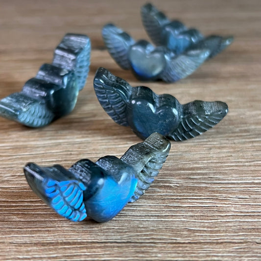 Labradorit Mini Herz mit Flügel