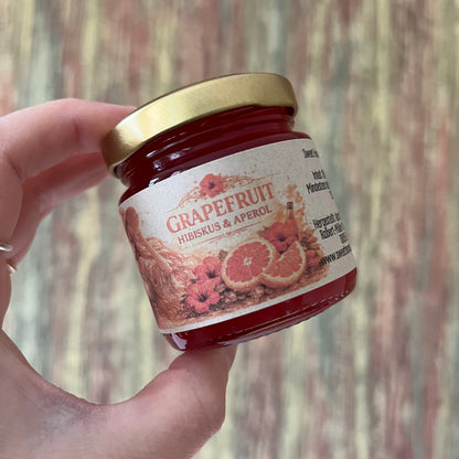 Grapefruit mit Hibiskus und Aperol (mit Alkohol) - Fruchtaufstrich 100 Gramm