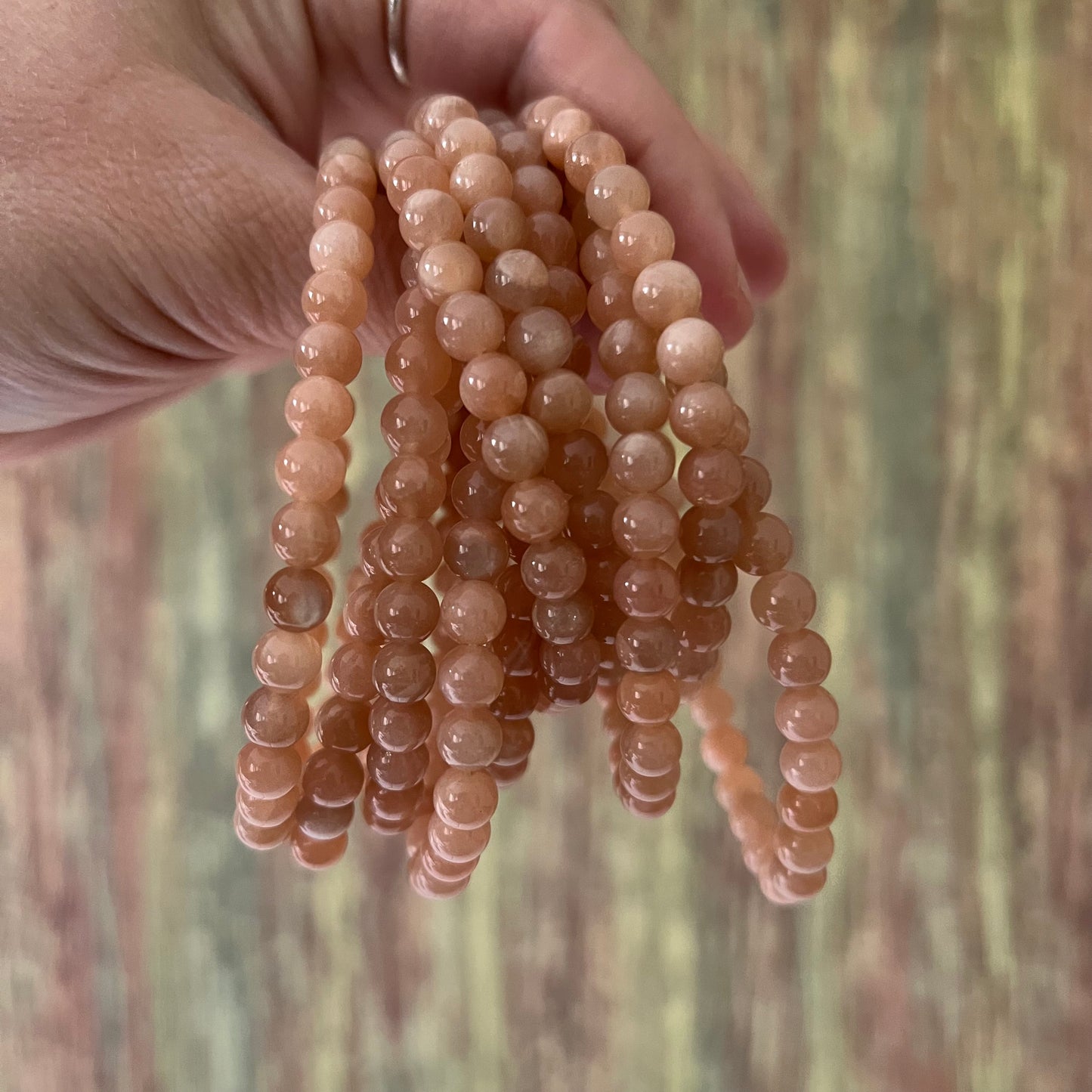 Armband Sonnenstein – polierte 6 mm Edelsteinperlen, ca. 18 cm