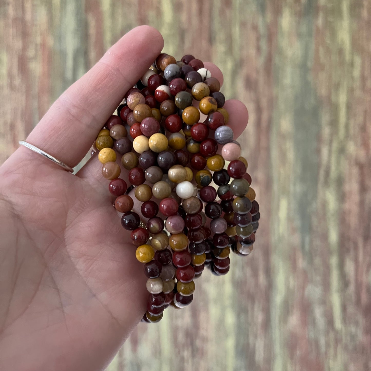 Armband Mookait Jaspis – natürliche 6 mm Edelsteinperlen, ca. 18 cm