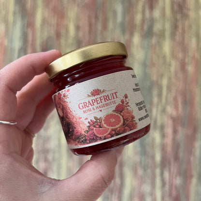 Grapefruit mit Hagebutte und Rosenblätter - Fruchtaufstrich 100 Gramm